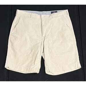 Cremieux Shorts Mens 36 Beige Chino Flat Front Cotton Casual Pockets Classic